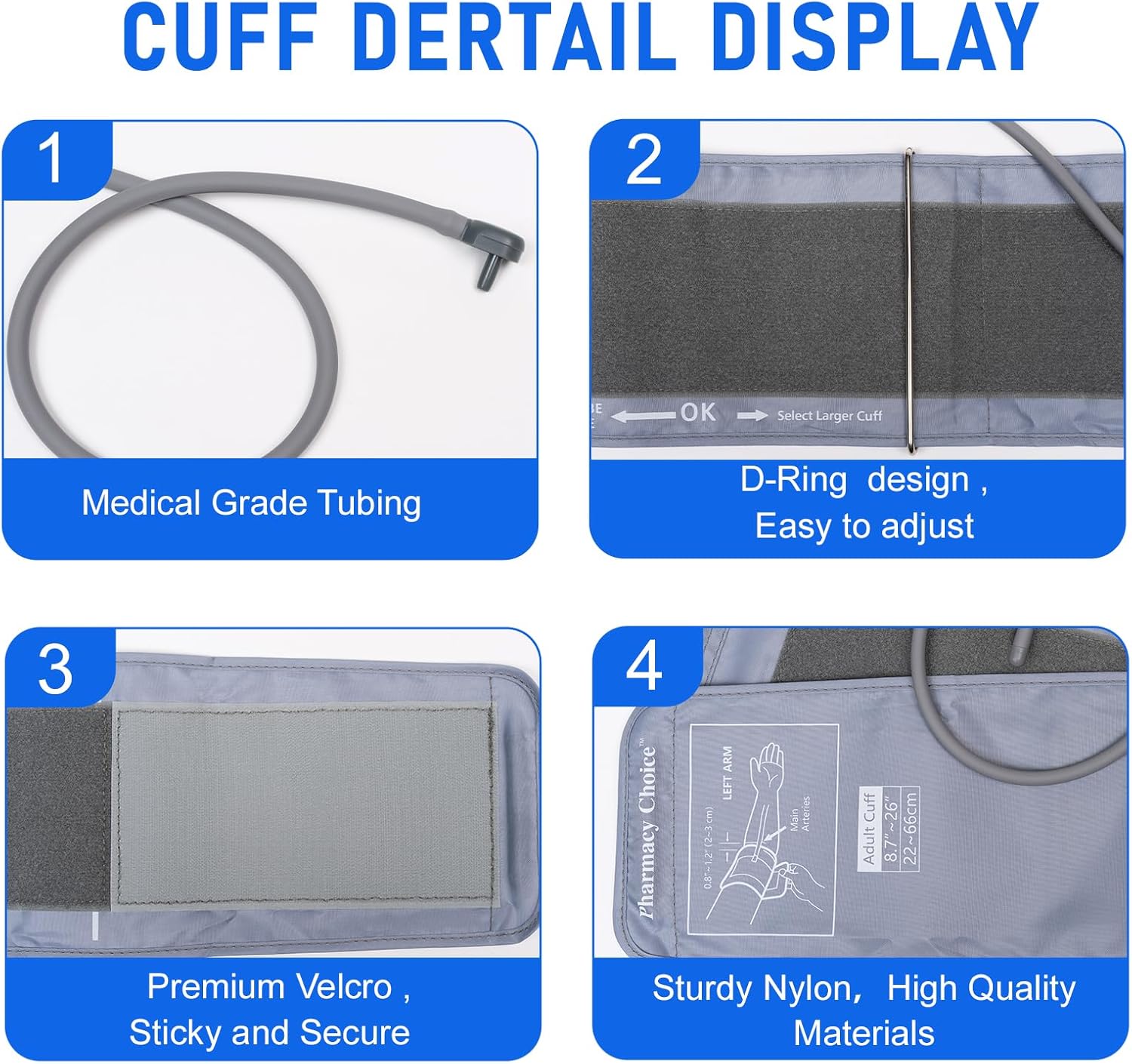 Automatic Blood Pressure Monitor - ARM Blood Pressure Replacement Cuff with 8 Connectors(3XL) - Image 2