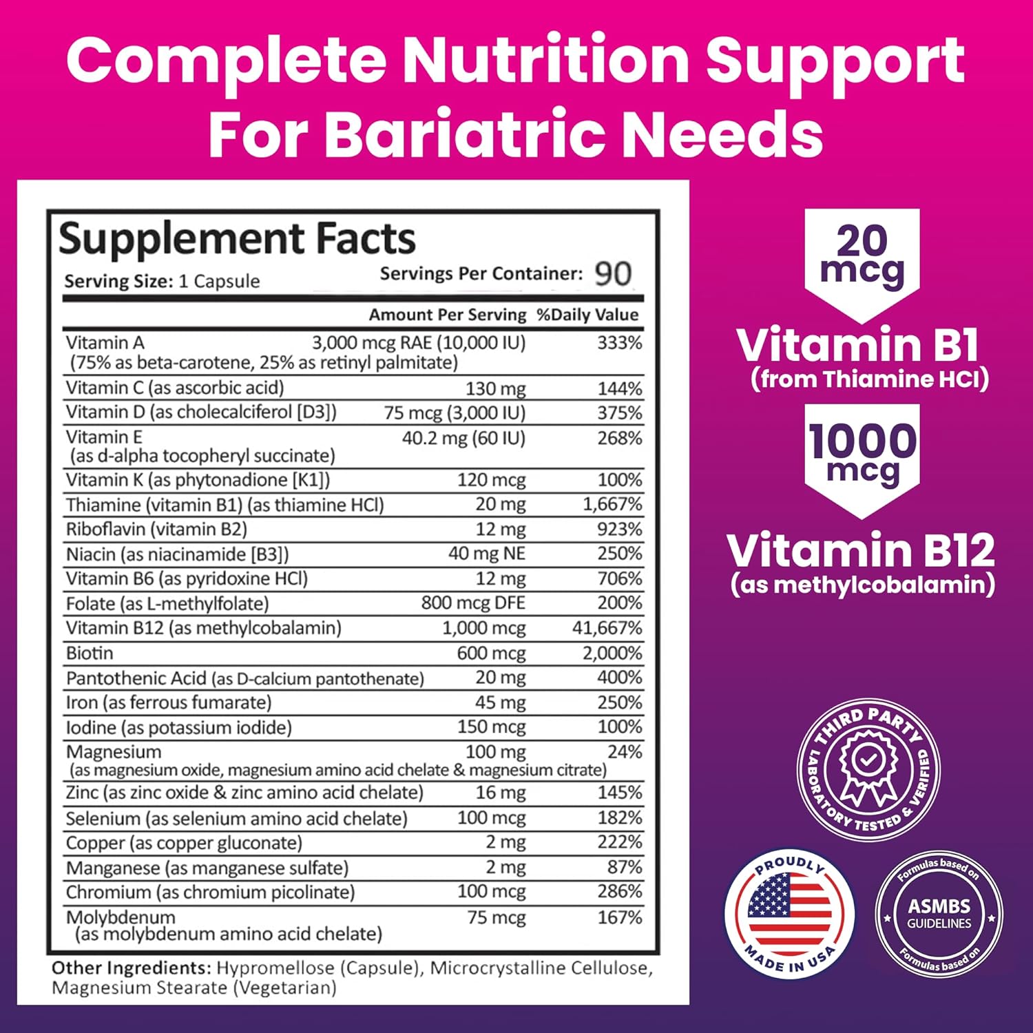 ProCare Health Bariatric Multivitamin 45mg Iron – No Artificial Colors, Gluten-Free - Image 4