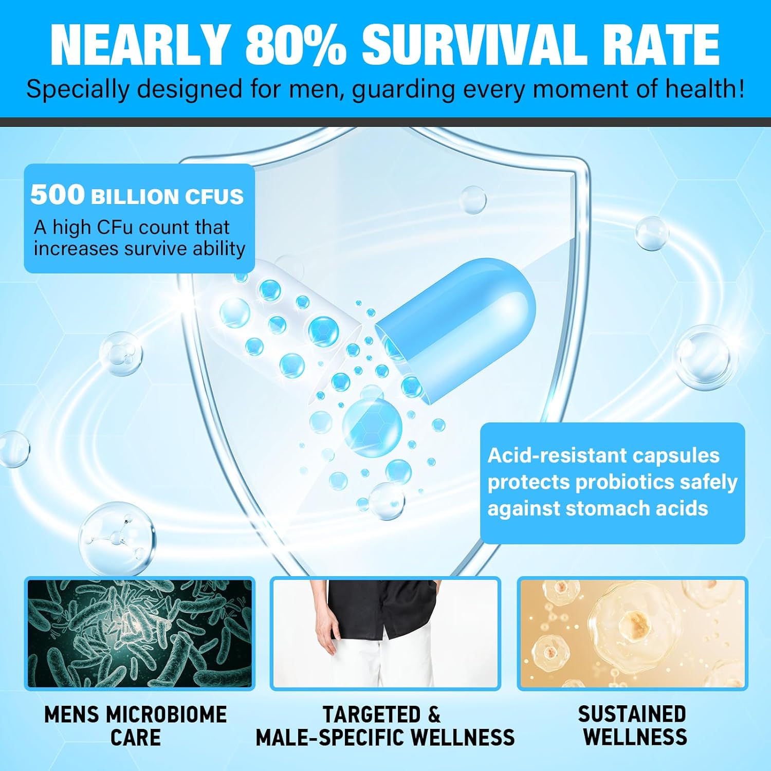 Men’s Probiotic 500B – 12 Strains + Combination of Organic Fiber Ingredients. - Image 8