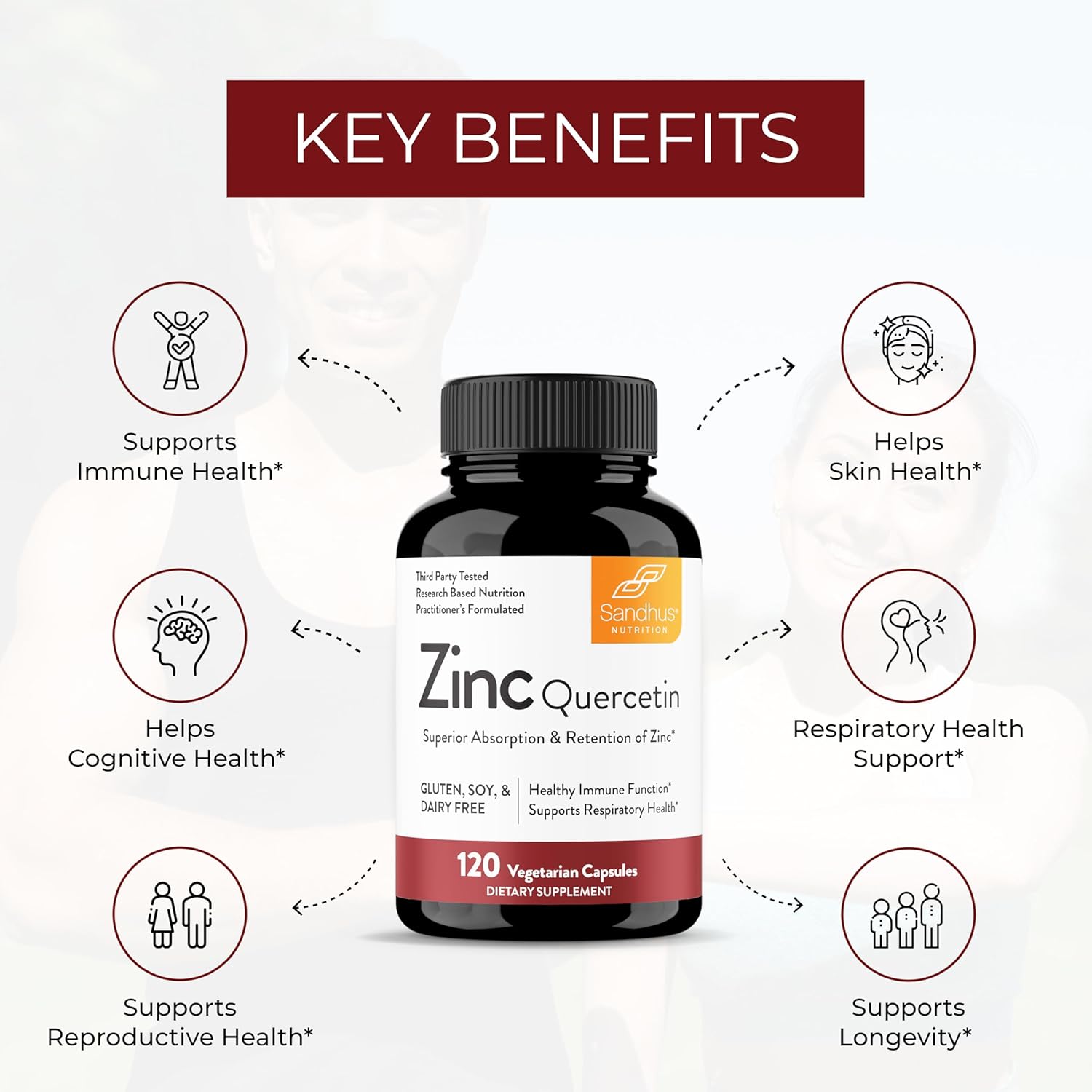 Zinc Supplements for Antioxidant Immune Support - 120 Vegetarian Capsules (Pack of 1) for Men 40+ - Image 4
